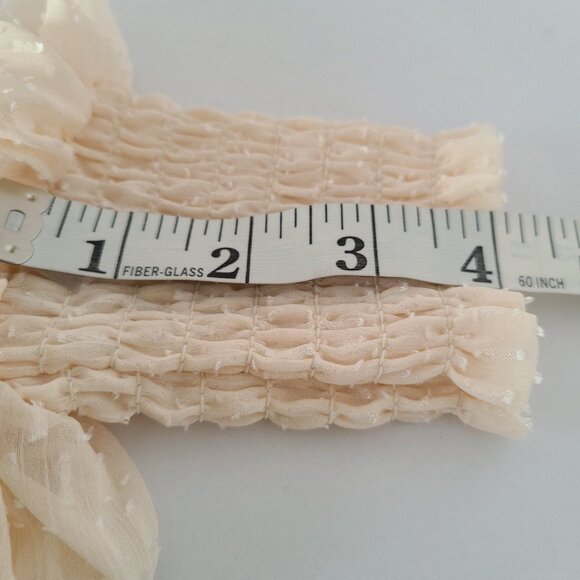 BLU PEPPER WOMEN'S PEASANT BABYDOLL CREAM BLOUSE TEXTURED FLOWY SZ LARGE - Picture 8 of 11